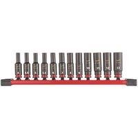 Milwaukee 4932480453 12pc 1/4in Impact Duty Socket Rail Set Non-Slip Hex