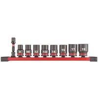 Milwaukee 4932480454 9 Piece 3/8" Shockwave Standard Socket Rail Set