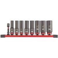 Milwaukee 4932480455 9pc 3/8in Deep Impact Socket Rail Set Non-Slip Hex