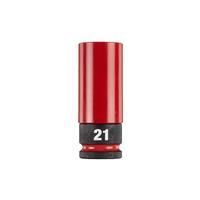 Milwaukee SHOCKWAVE 1/2" Wheel Socket 21mm in Red Steel