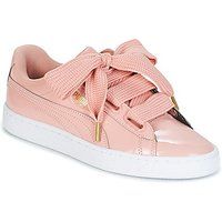 Puma Basket Heart Patent Peach Beige Low Lace Up Womens Trainers 363073 011