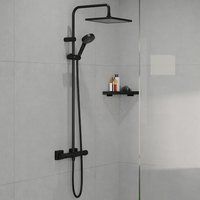 hansgrohe Vernis Shape 240 1jet EcoSmart Dual Head Thermostatic Mixer Shower - Matt Black
