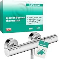 hansgrohe Ecostat Element - Shower Thermostat Exposed with EcoStop+, Thermostatic Shower Mixer with Safety Stop at 40 °C, Thermostat for Showers, Mixer tap for 1 Function, Chrome, 13346000