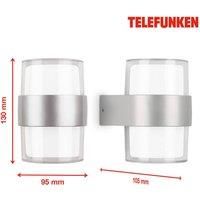 TELEFUNKEN - LED Outdoor lamp IP44, LED Wall Light Outdoor, 4000 K Neutral White, Silver-Coloured, 130 x 95 x 105 mm (L x W x H)