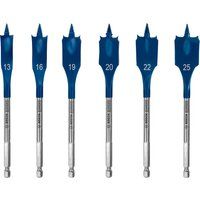 Bosch Professional 6x Expert SelfCut Speed Spade Drill Bit Set (for Softwood, Chipboard, Ø 13-25 mm, Accessories Rotary Impact Drill)