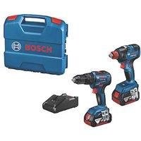 Bosch GSB 18V-55 GDX 18V-200 Combi Drill Impact Driver Twin Kit 2x5.0ah + *Case*