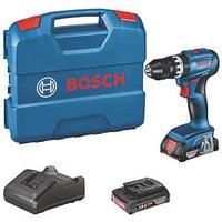 Bosch Professional 18V System Cordless Impact Drill Driver GSB 18V-45 (rotational Speed of 1,900 RPM, 2X 2.0Ah Batteries, GAL 18V-20, L-Case), Blue (06019K3370)