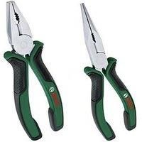 Bosch Pliers Set 2-Piece (2X High-Quality, Precise, Long-Lasting Combination Pliers and Long-Nose Pliers for Robust Multitasking; Ergonomic; Matt Chrome-Nickel-Plated)