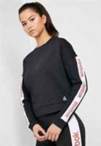 Reebok Womens Linear Logo Sweatshirt - Black Size L - Fashion Top - New - L Regular