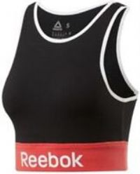 Women's Reebok Linear Logo Black Cotton Sports Bra Medium - Brand New With Tags