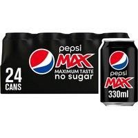 Pepsi Max No Sugar Cans, 24x330ml