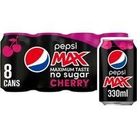 Pepsi Max Cherry Maximum Cherry Cans, 8 x 330ml