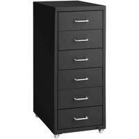 Metal Filing Cabinet on Casters Office Storage Pedestal Cupboard 6 Drawers Black