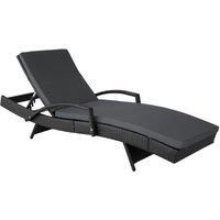 Rattan Sun Lounger Aluminium Adjustable Backrest Weather-Resistant Garden Beach