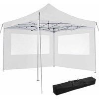 tectake Gazebo collapsible 3x3 m with 2 Sides - Olivia - white
