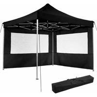 Gazebo collapsible 3x3 m with 2 Sides - Olivia - garden gazebo, gazebo with sides, camping gazebo - black