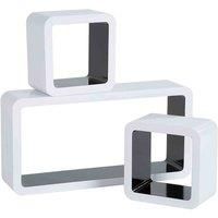 Set of 3 Wall Shelves 2 Rounded Square 1 Rounded Rectangular Books Decor Retro