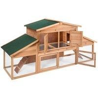 XXl Rabbit Hutch Cage Small Animals Stable Wood Enclosure Freewheel 2 Levels New