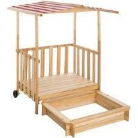 tectake Sandpit with play deck and canopy Gretchen - red