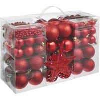 Christmas Baubles Tree Topper Small Decorations Set Red Ornaments 5m Beads