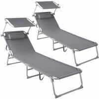 2x Sun Lounger Removable Pillow Summer Shade Garden Terrace Patio Beach Set New