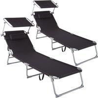 2x Sun Lounger Removable Pillow Summer Shade Garden Terrace Patio Beach Set New