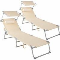 2x Sun Lounger Removable Pillow Summer Shade Garden Terrace Patio Beach Set New