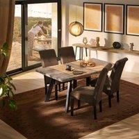 Rustic Leatherette Dining Chairs | Set of 6 Seats Home & Kitchen Durable Fabric