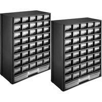 tectake 2x storage bin units 41 drawers - black/white