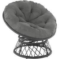 Swivel Chair Wicker Rattan Bowl-Shaped Garden Seat Round Cushion Steel Outdoor