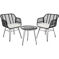 Rattan Seating Set 3 PCs Garden Funiture UV-Resistant 2 Chairs Table Balcony New