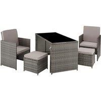 Compact rattan garden set | 2 chair, 2 stool, 1 table | Outdoor Patio Furniture