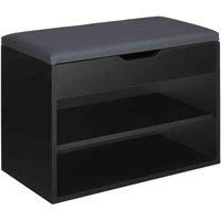 tectake Shoe storage bench Jasmina with 2 shelves and hinged lid - black