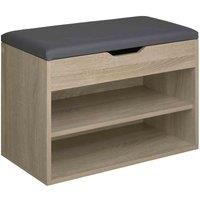 tectake Shoe storage bench Jasmina with 2 shelves and hinged lid - wood decor