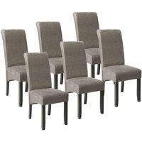 TecTake Set of 6 Dining Room Chairs Faux Leather with High Backrest, Ergonomic Shape, Solid Hardwood Legs, 106 cm High (Grey, No. 403629)