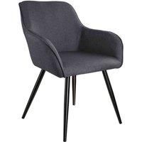 TecTake 800847 Accent Chair Marylin | Padded Seat | Rounded Backrest and Armrests | 58 x 62 x 82 cm (Dark Grey - Black)