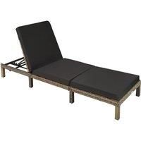 Sun Lounger Poly Rattan Garden Patio Outdoor Furniture Padding Home Natural New