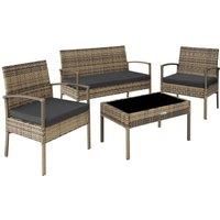 Rattan garden furniture set Sparta 3+1 - garden tables and chairs, garden furniture set, outdoor table and chairs - nature