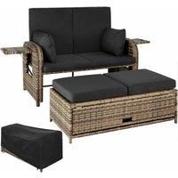 aluminum rattan sofa garden lounge poly rattan 2 seater crete light grey