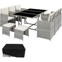 Poly Rattan Garden Furniture Set Dining Wicker Seater 6 Chairs 4 Stools Table