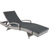 Rattan Sun Lounger Aluminium Adjustable Backrest Weather-Resistant Garden Beach