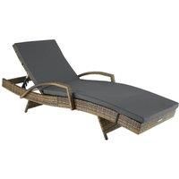 Rattan Sun Lounger Aluminium Adjustable Backrest Weather-Resistant Garden Beach