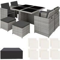 Poly Rattan Furniture Cube Set Dining Room Wicker 8 Seater Table Garden Patio
