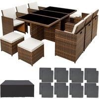 Tectake - Rattan garden furniture set New York with protective cover - garden tables and chairs, garden furniture set, outdoor table and chairs