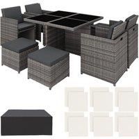 Poly Rattan Furniture Cube Set Dining Room Wicker 8 Seater Table Garden Patio