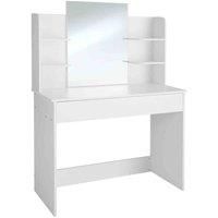tectake Dressing table Camille with mirror, drawer and storage shelves - white