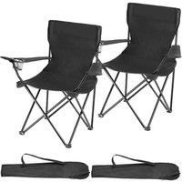 Set 2x Heavy Duty Folding Camping Chair Cup Holder Portable Outdoor New