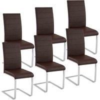 TecTake Dining Chair Set - Set of 6 Cantilevered Office Chairs - Imitation Leather Padding & Steel Frame