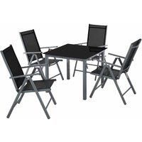 Garden Set 4+1 Chairs Table Aluminium Folding Furniture Patio Weather-Resistant