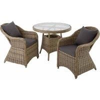 Tectake Rattan Garden Furniture Set Zurich With 2 Arm Chairs And Table Brown